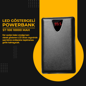 POWERBANK ST100 10000MAH, 3 USB ÇIKIŞI, LCD EKRAN
