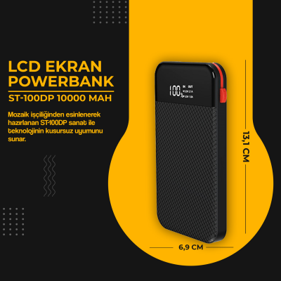 POWERBANK ST100DP 10000MAH, ÖZEL DAHİLİ KABLO